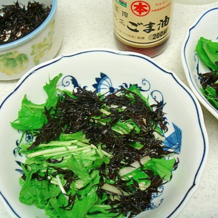 ひじきと水菜のナムル風胡麻サラダ